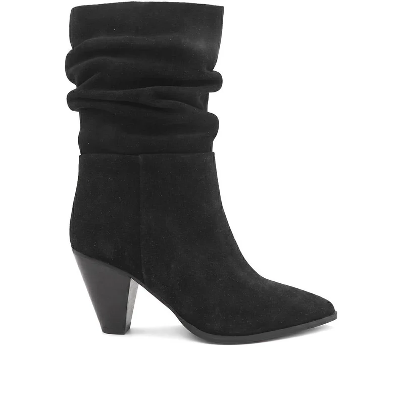 Khalessi Heeled Leather Slouch Boots - KHALESSI / 329 791 - Black Suede