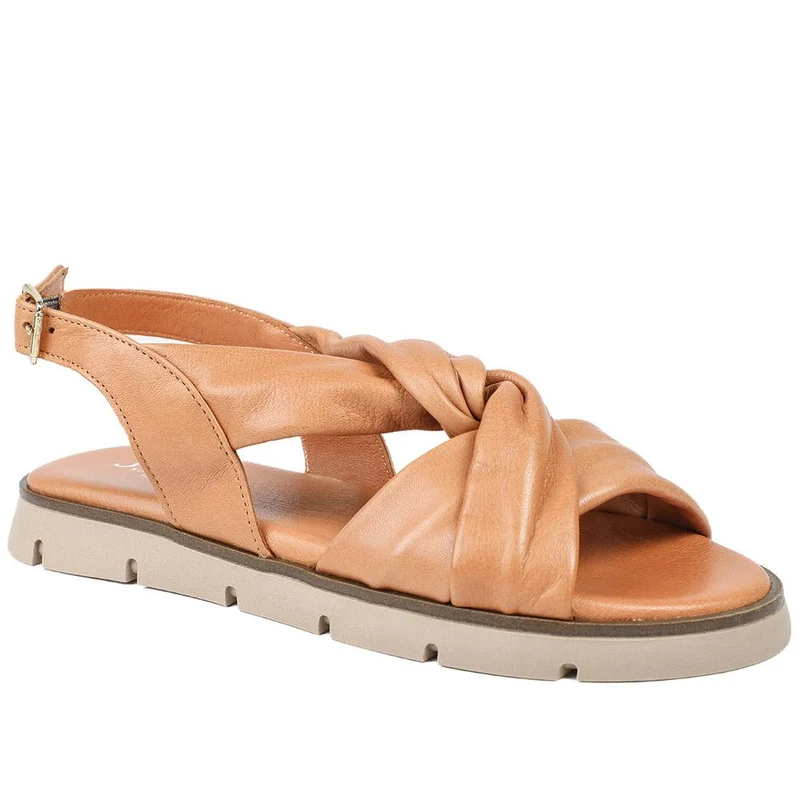 Jocasta Leather Twist Strap Sandals - JOCASTA / 329 273 - Tan Leather