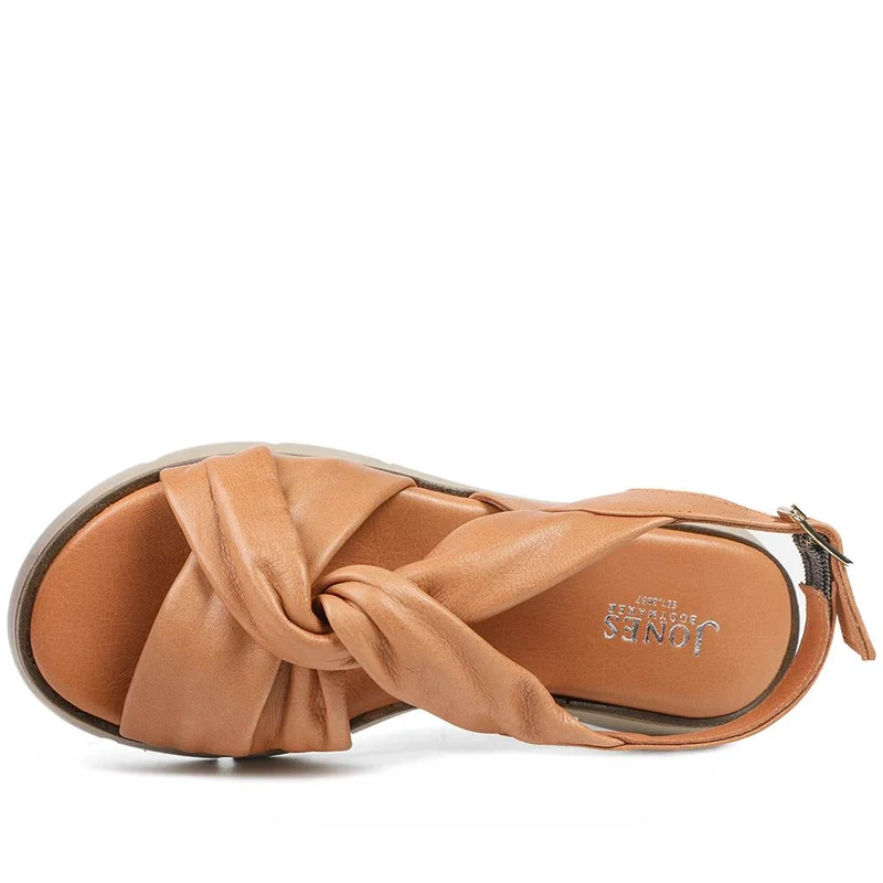 Jocasta Leather Twist Strap Sandals - JOCASTA / 329 273 - Tan Leather