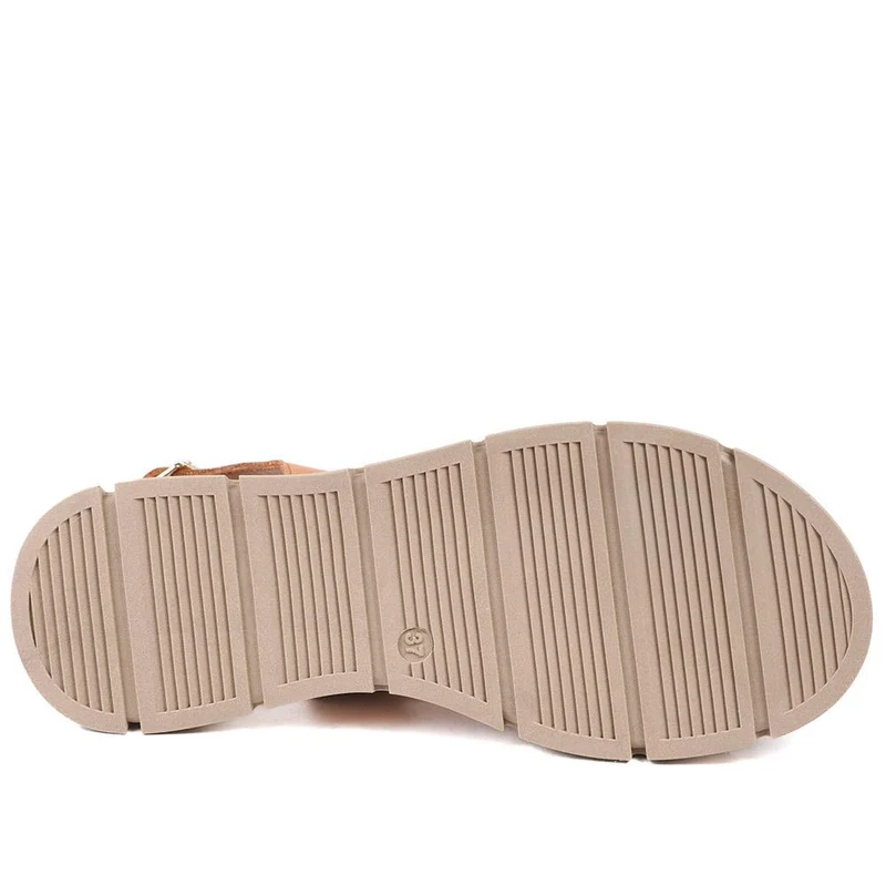 Jocasta Leather Twist Strap Sandals - JOCASTA / 329 273 - Tan Leather