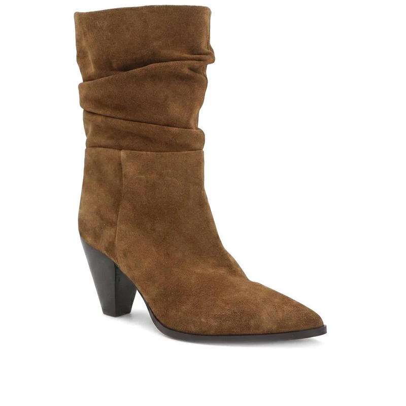 Khalessi Heeled Leather Slouch Boots - KHALESSI / 329 791 - Tobacco