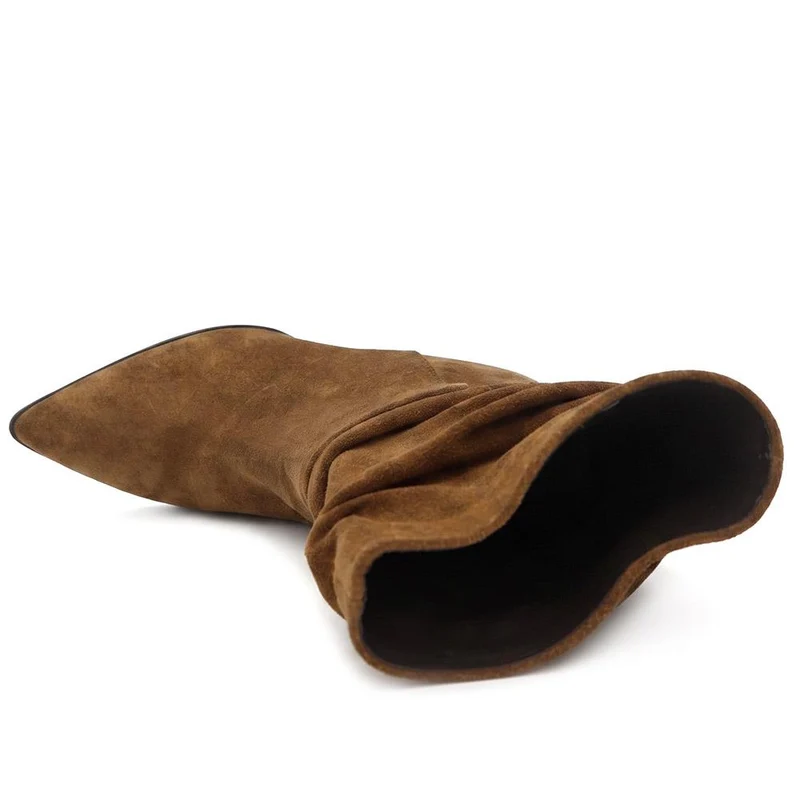 Khalessi Heeled Leather Slouch Boots - KHALESSI / 329 791 - Tobacco