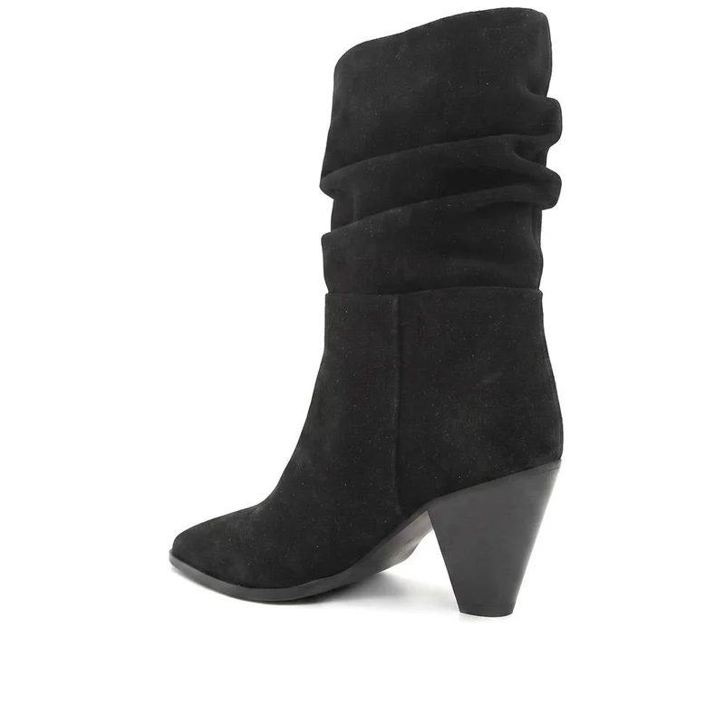 Khalessi Heeled Leather Slouch Boots - KHALESSI / 329 791 - Black Suede
