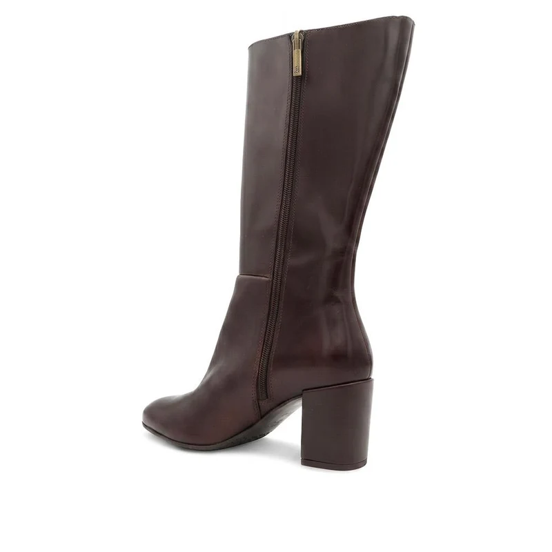 Eirith Block Heel Smart Leather Long Boots - EIRITH / 329 780 - Brown Leather