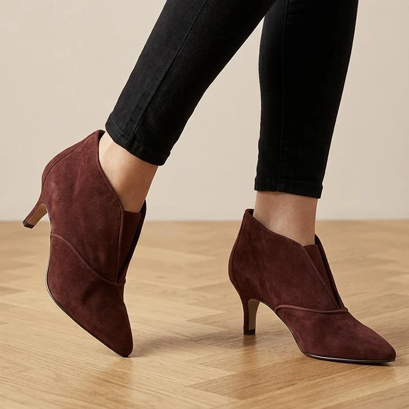 Kalliope Smart Leather Stiletto Ankle Boots - KALLIOPE / 329 779 - Burgundy
