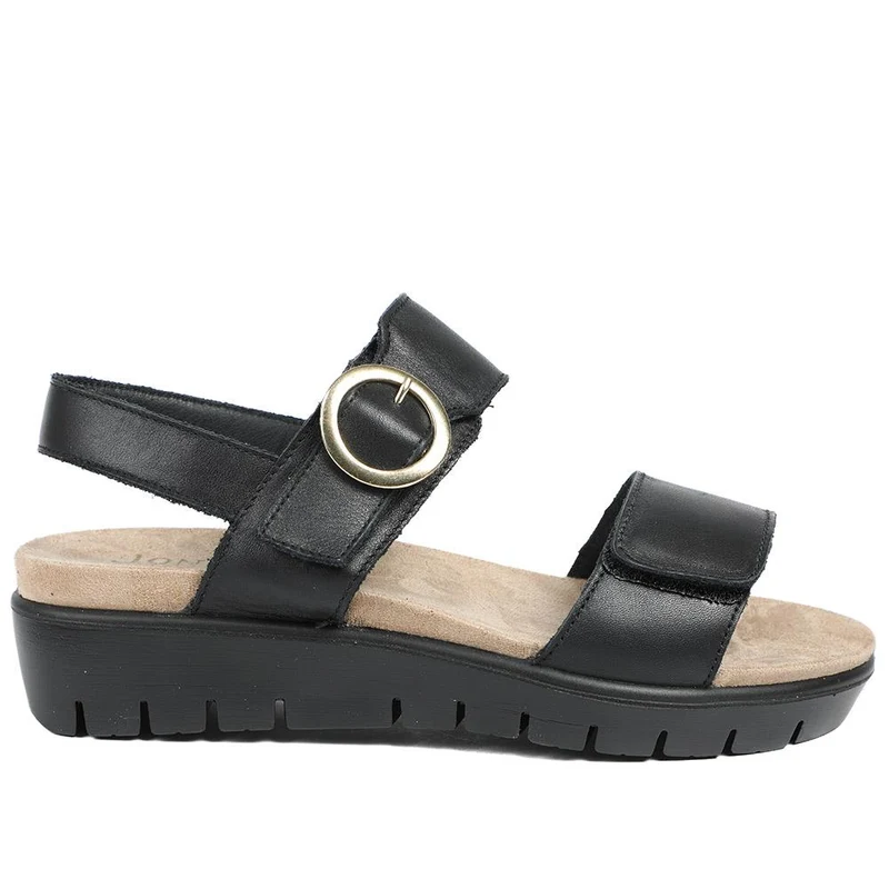 Heloise Leather Wedge Sandals - HELOISE / 328 994 - Black