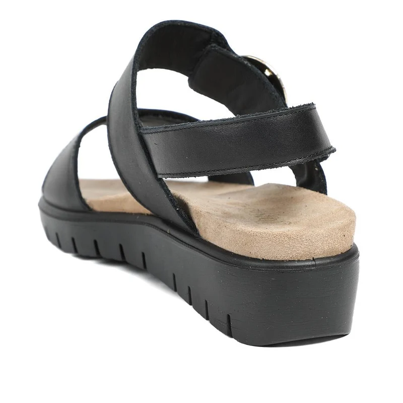 Heloise Leather Wedge Sandals - HELOISE / 328 994 - Black