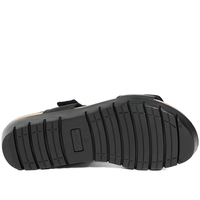 Heloise Leather Wedge Sandals - HELOISE / 328 994 - Black