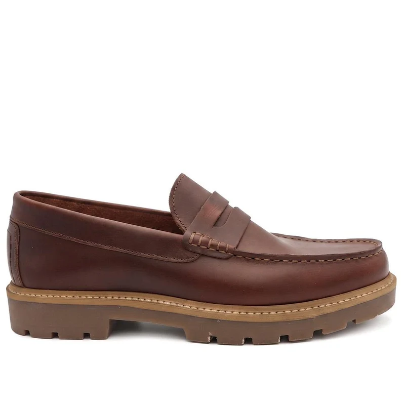 Peregrine Chunky Leather Penny Style Shoes - PEREGRINE / 330 106 - Brown