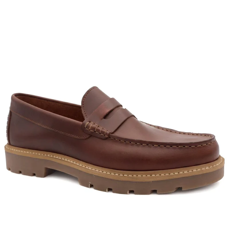 Peregrine Chunky Leather Penny Style Shoes - PEREGRINE / 330 106 - Brown