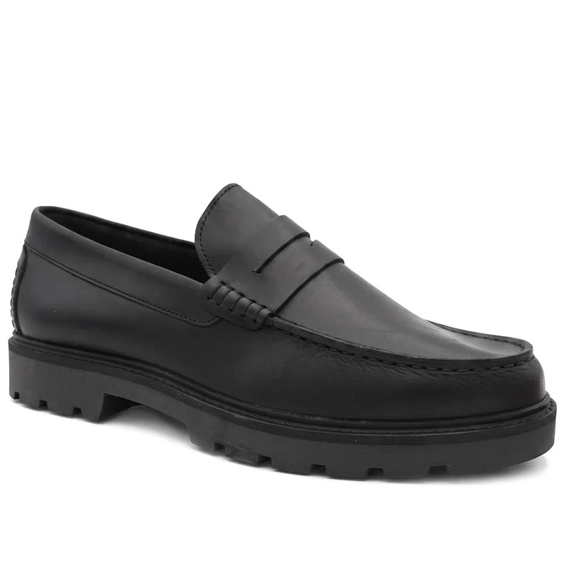 Peregrine Chunky Leather Penny Style Shoes - PEREGRINE / 330 106 - Black