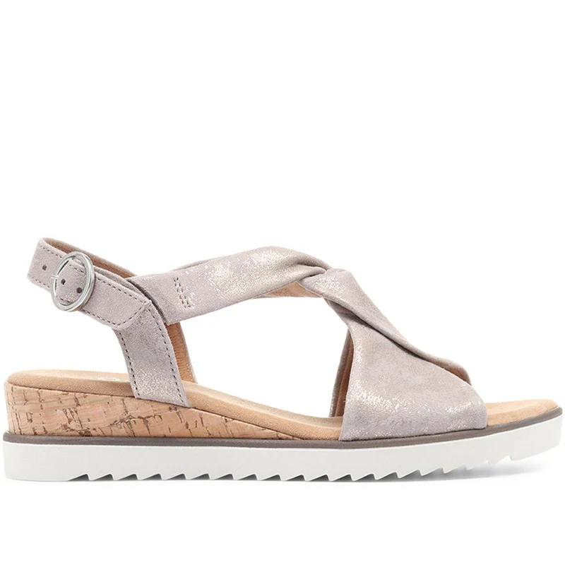 Wide-Fit Rich Leather Twist-Front Sandals - GAB31514 / 317 898