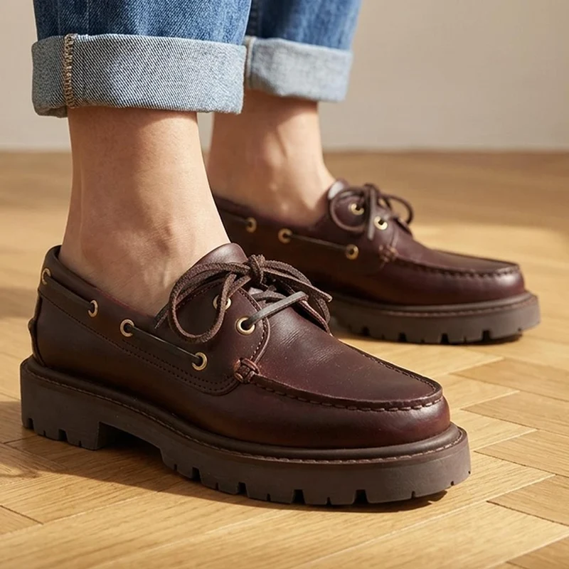 Perdita Leather Platform Moccasins - PERDITA / 328 592 - Burgundy