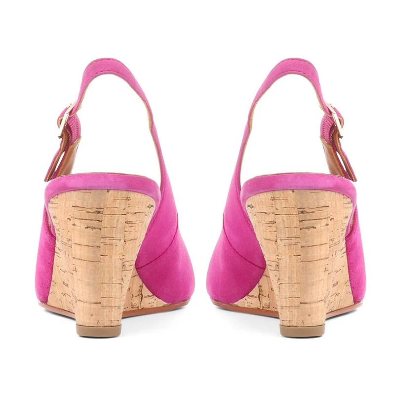 Zahra Leather Wedges - ZAHRA / 323 567 - Hot Pink