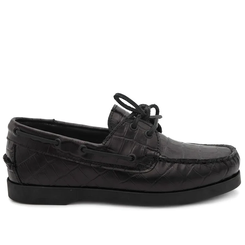 Patrizia Leather Boat Shoes - PATRIZIA / 322 369 - Black Croc