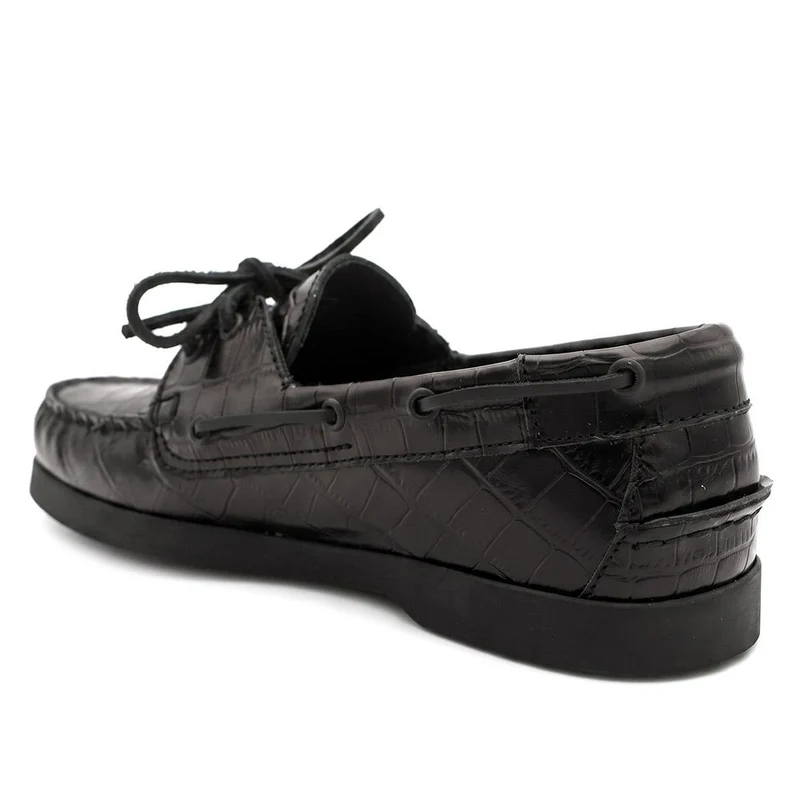 Patrizia Leather Boat Shoes - PATRIZIA / 322 369 - Black Croc