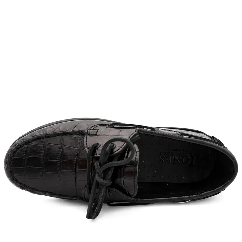 Patrizia Leather Boat Shoes - PATRIZIA / 322 369 - Black Croc