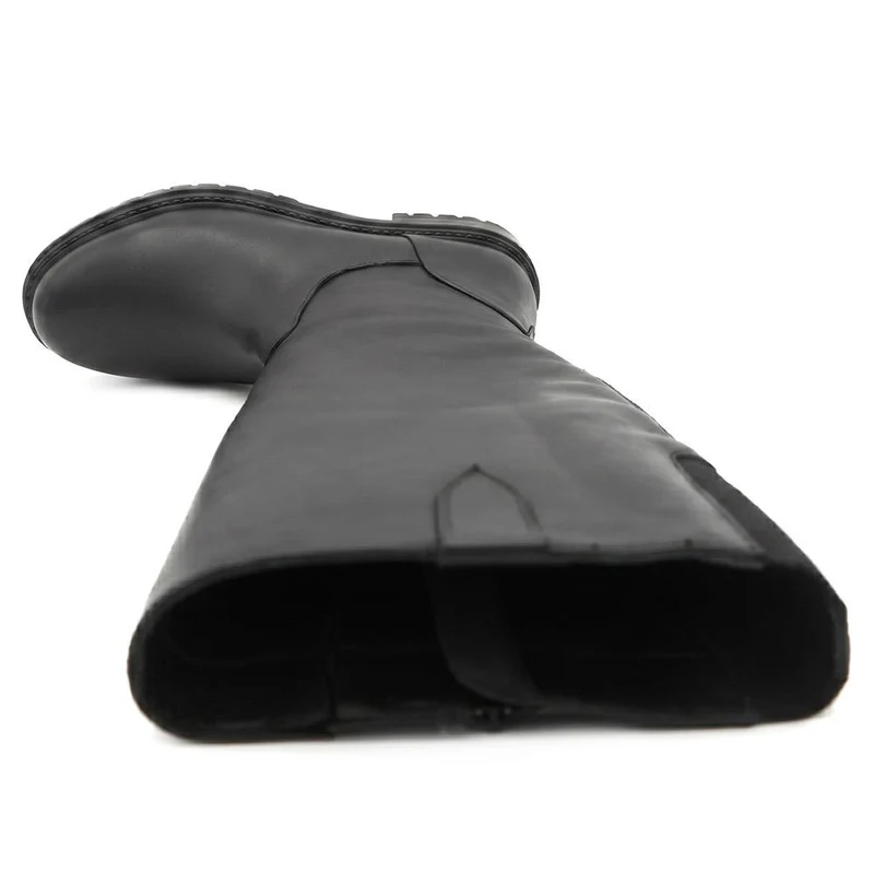 Dolores Leather Heeled Long Boots - DOLORES / 329 734 - Black Leather