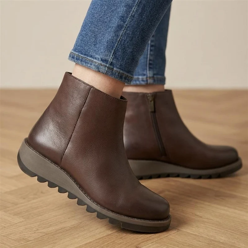 Marianne2 Leather Chunky Ankle Boots - MARIANNE2 / 329 732 - Brown