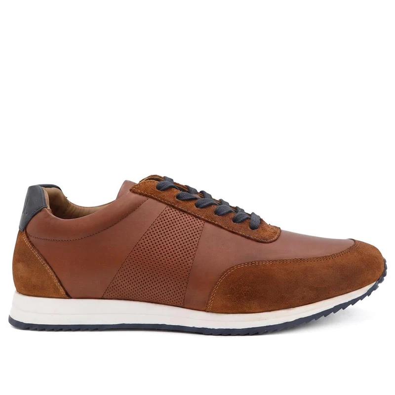 Salvi Wide Fit Leather Trainers - SALVI / 328 876 - Tan Leather