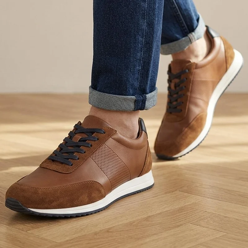 Salvi Wide Fit Leather Trainers - SALVI / 328 876 - Tan Leather