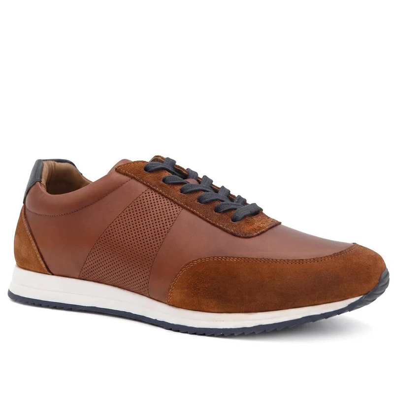 Salvi Wide Fit Leather Trainers - SALVI / 328 876 - Tan Leather