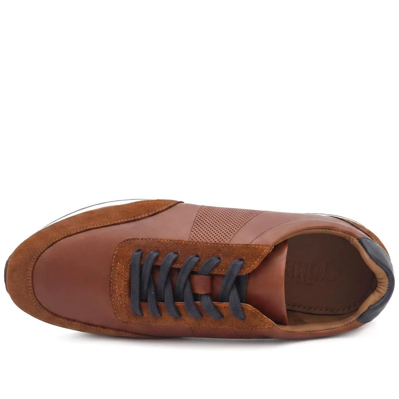 Salvi Wide Fit Leather Trainers - SALVI / 328 876 - Tan Leather