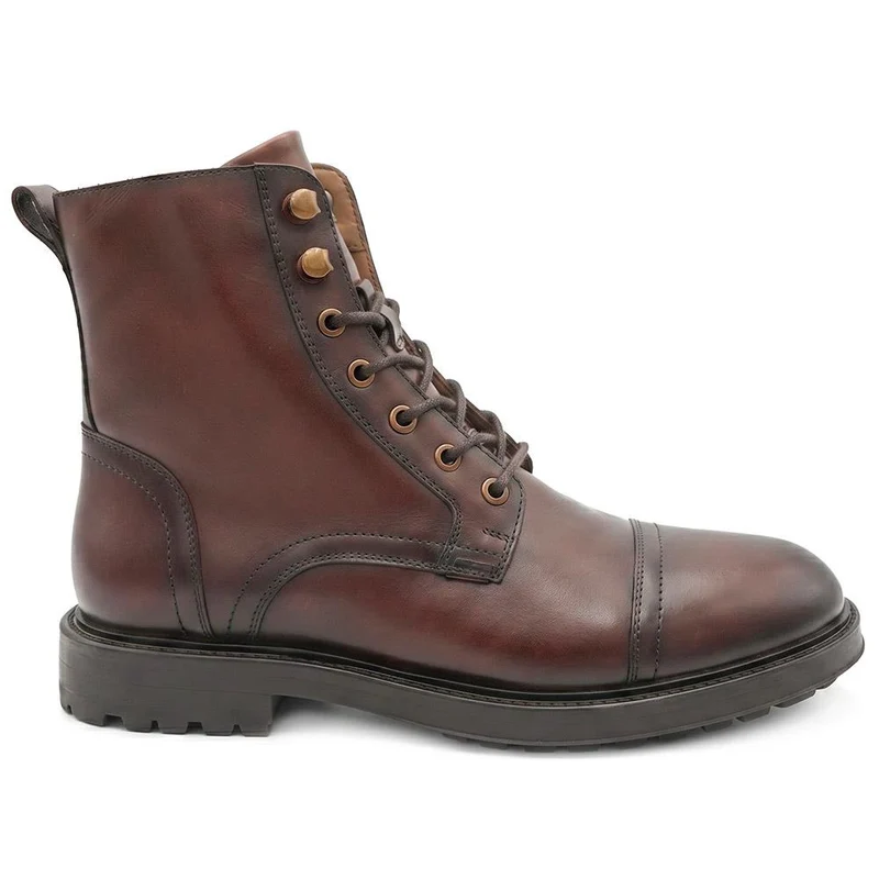 Davide Leather Wide-Fit Military Boots - DAVIDE / 328 077