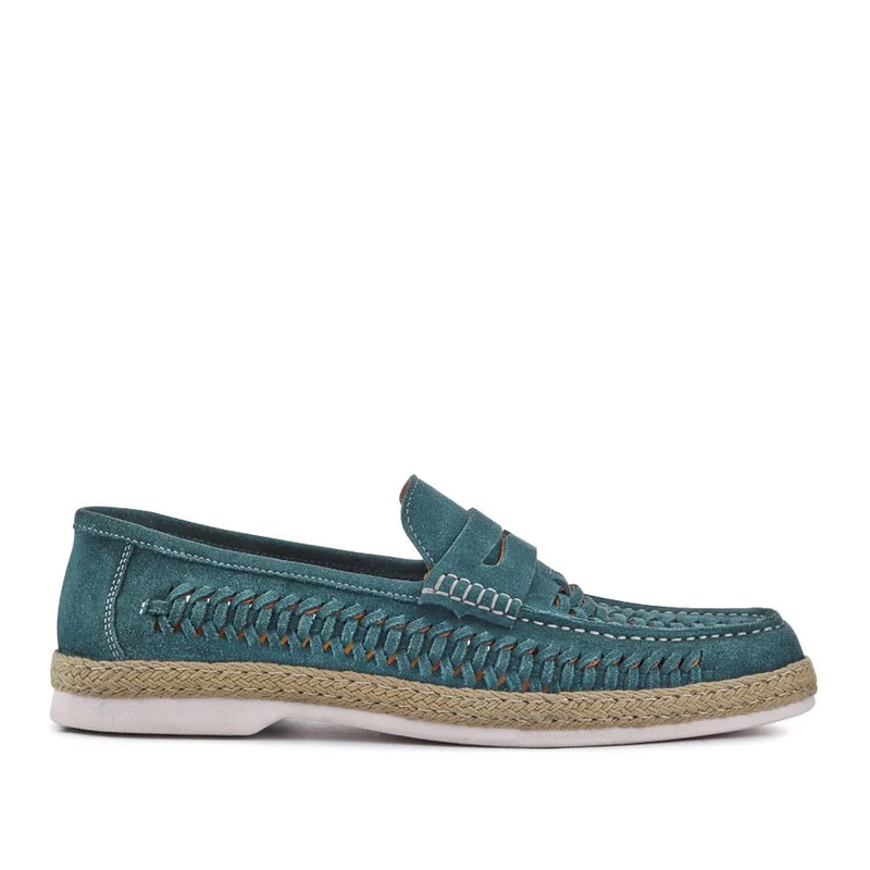 Raheem Leather Loafers - RAHEEM / 326 928 - Green Suede