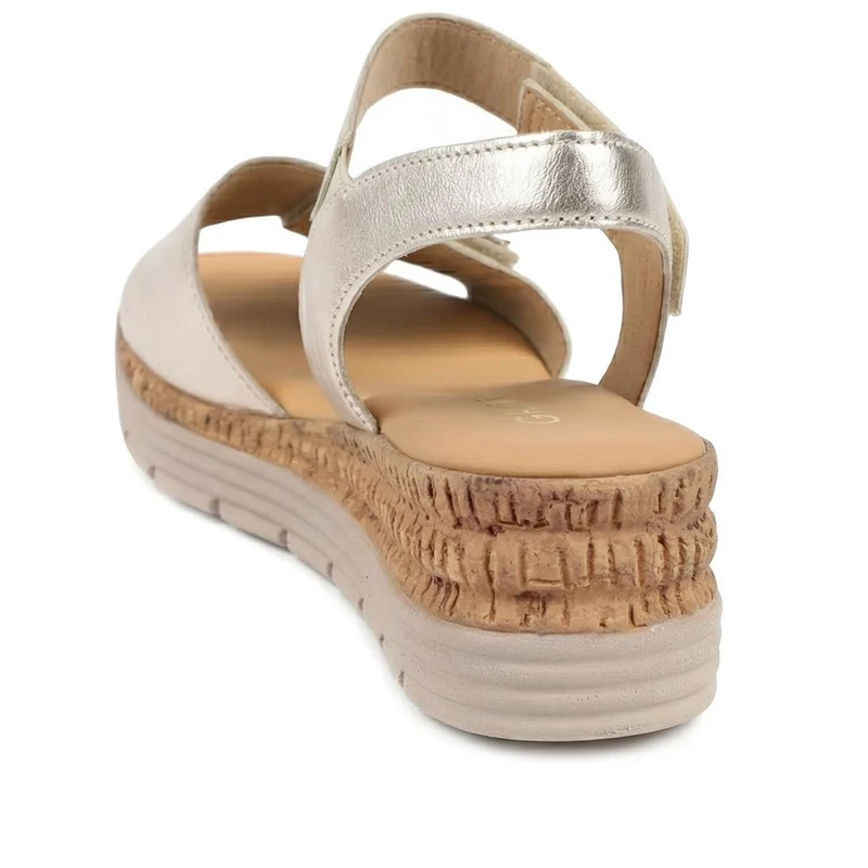 Shout Gabor Leather Touch-Fasten Wedged Sandals - GAB41521 / 327 027 - Beige