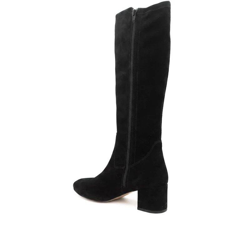 Emberly Leather Stretch Long Boots - EMBERLY / 329 788 - Black Suede