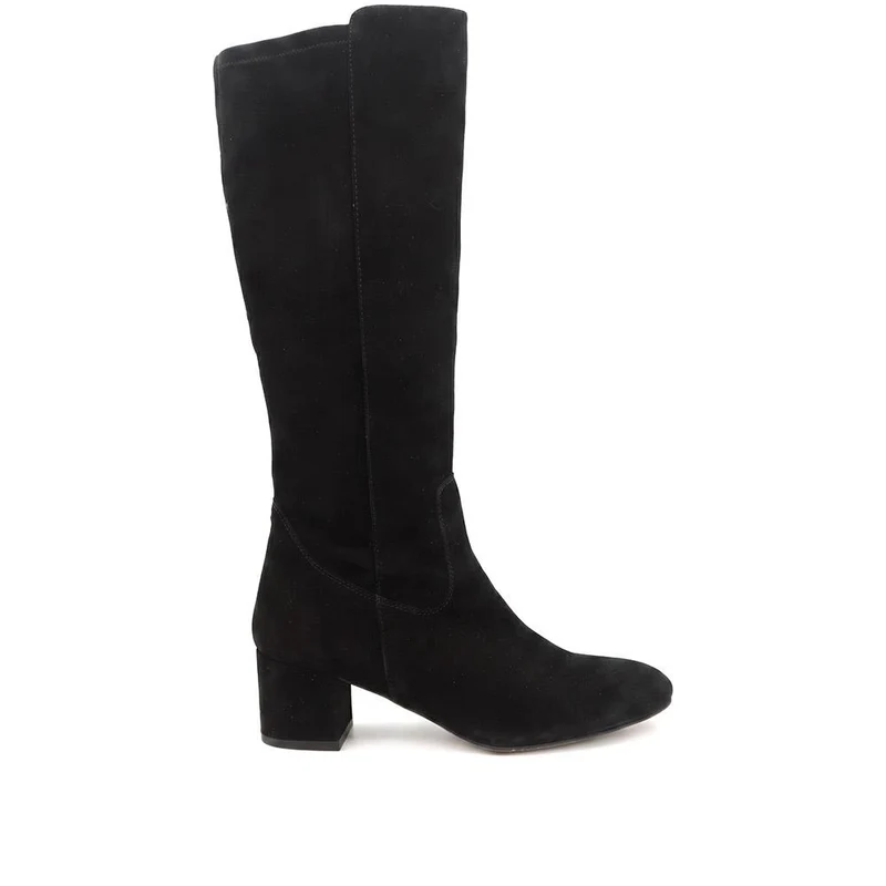 Emberly Wide Fit Leather Stretch Long Boots - EMBERLYWIDE / 329 792