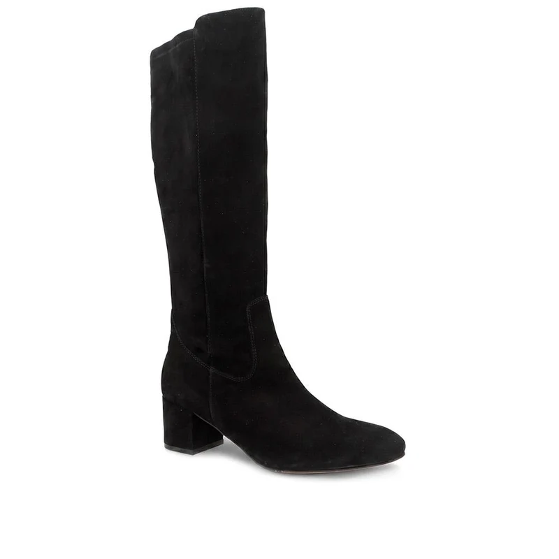 Emberly Wide Fit Leather Stretch Long Boots - EMBERLYWIDE / 329 792 - Black Suede