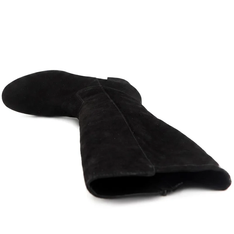 Emberly Wide Fit Leather Stretch Long Boots - EMBERLYWIDE / 329 792 - Black Suede