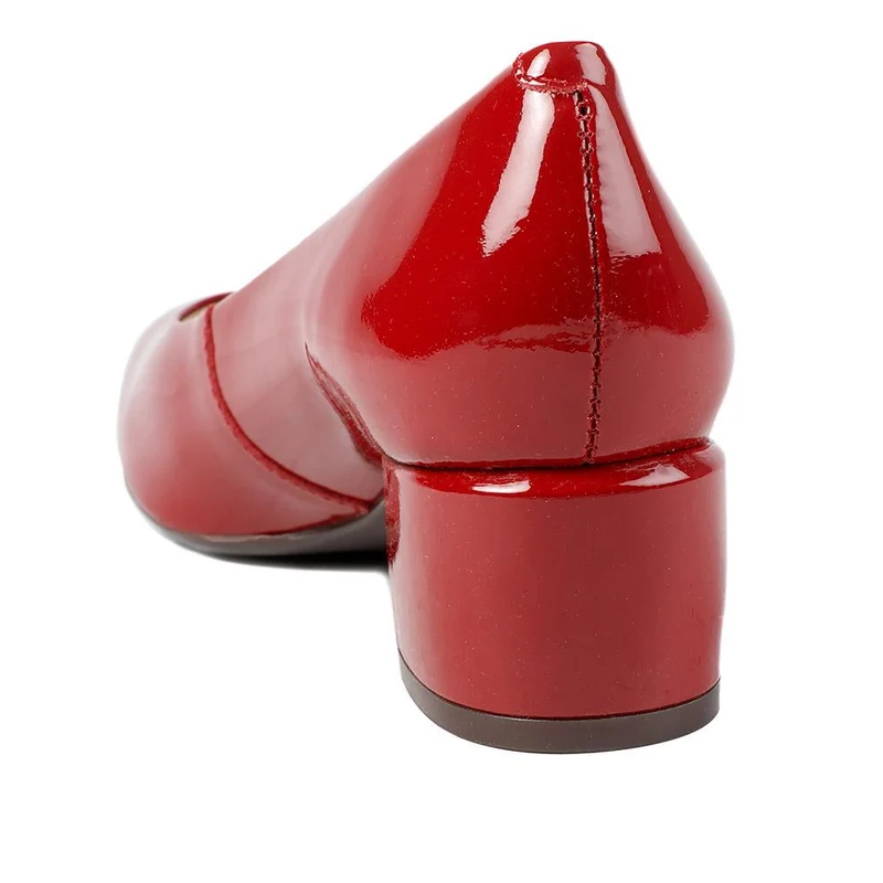 Zakynthos Leather Block Heel Court Shoes - ZAKYNTHOS / 329 423 - Red Patent