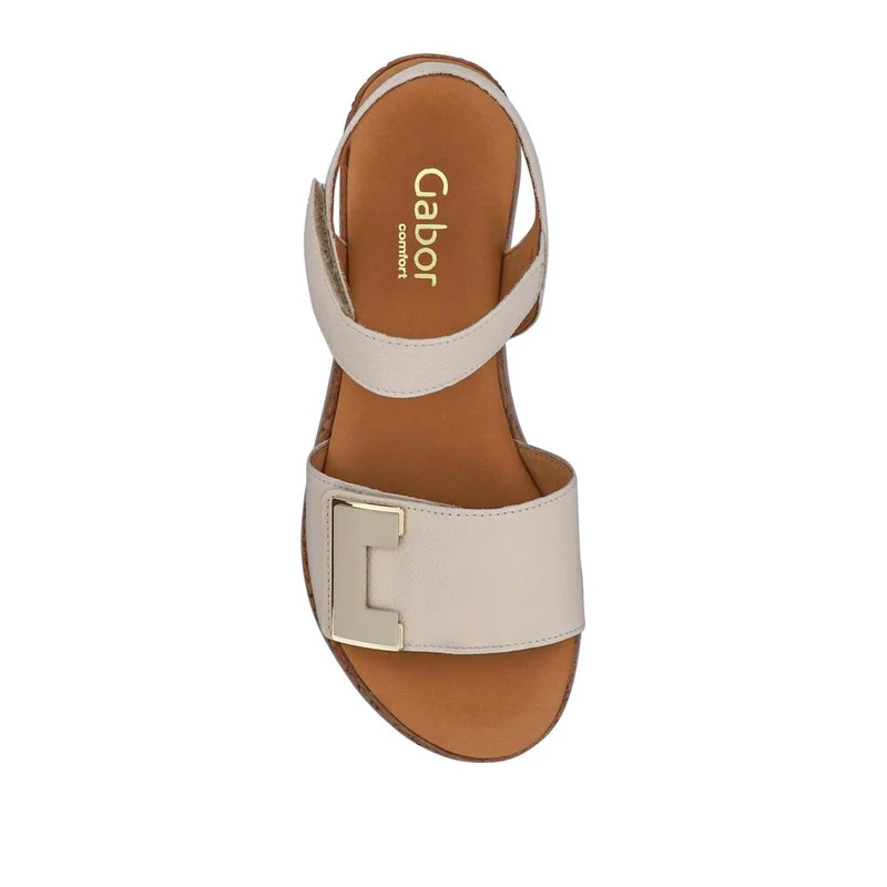 Shout Gabor Leather Touch-Fasten Wedged Sandals - GAB41521 / 327 027 - Cream