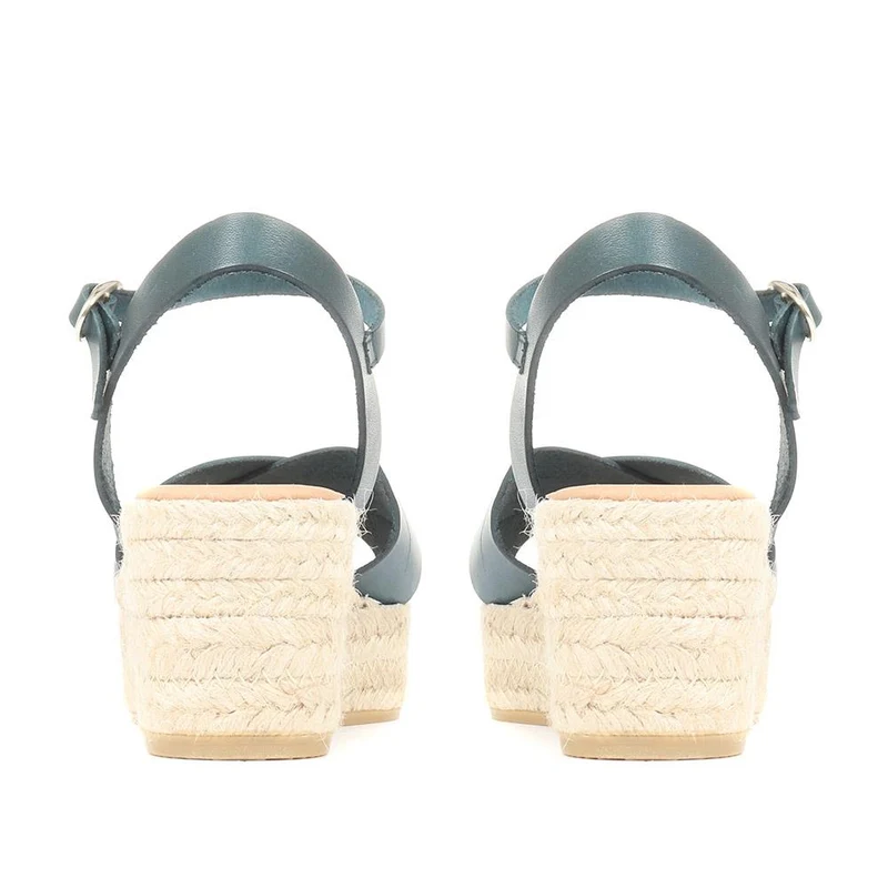 Alaina Leather Espadrille Wedges - ALAINA / 322 056 - Green