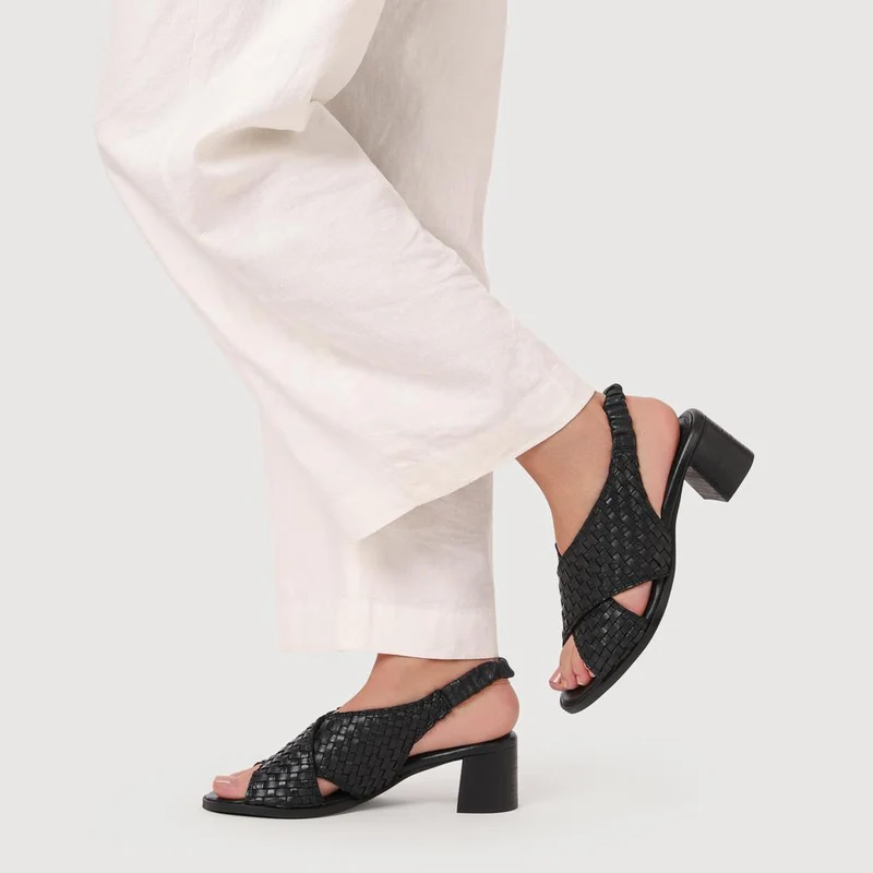 Jaguar Leather Block-Heeled Sandals - JAGUAR / 327 160 - Black