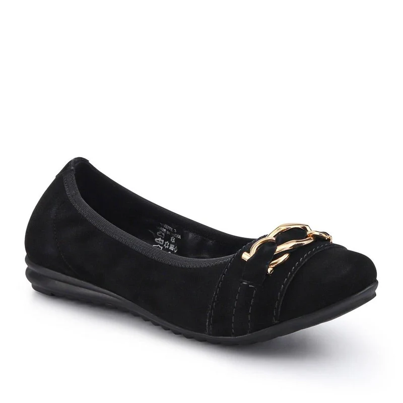 Yvette Leather Wide-Fit Ballet Pumps - YVETTE / 326 959 - Black Suede