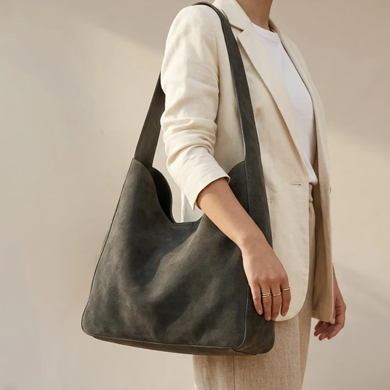Wyonna Premium Leather Shoulder Bag - WYONNA / 329 938 - Khaki Suede