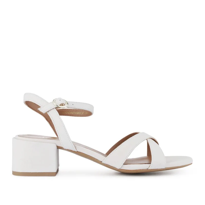 Hyacinth Wide-Fit Heeled Leather Sandals - HYACINTHWIDE / 327 389 - Cream