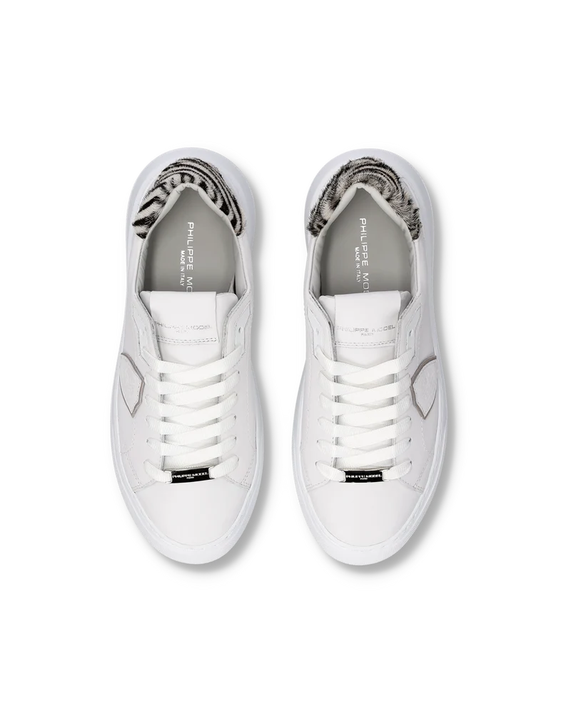 Sneakers Temple Tennis Women, White Animal print
