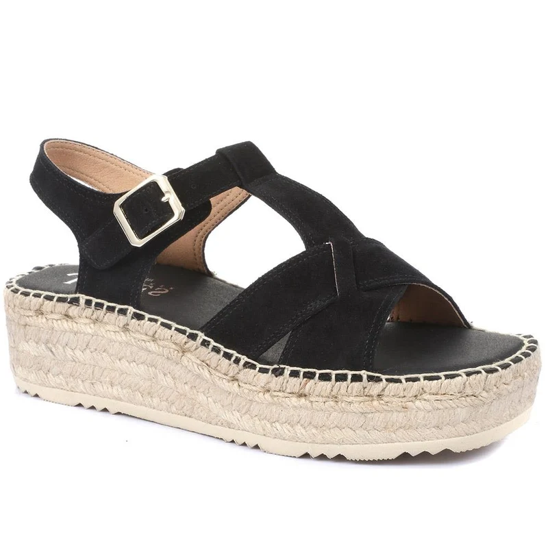 Adrienne Suede Espadrille Sandals - ADRIENNE / 320 167 - Black Suede
