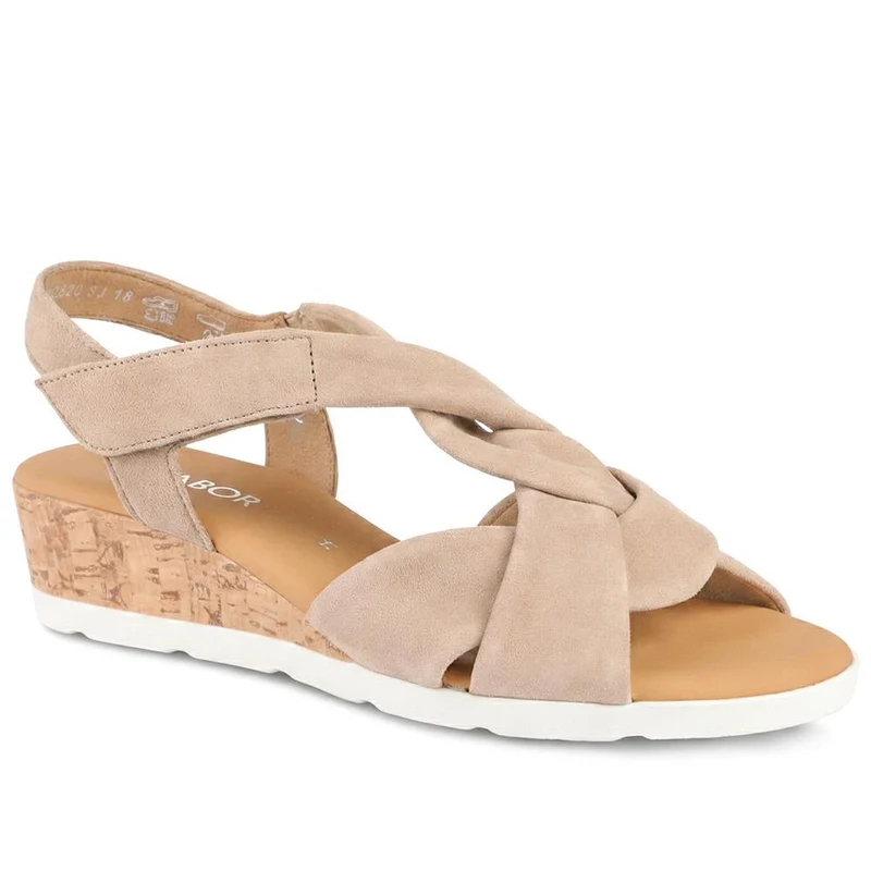 Gabor Kalix Wide Fit Leather Slingback Sandals - GAB43522 / 328 865 - Beige Suede