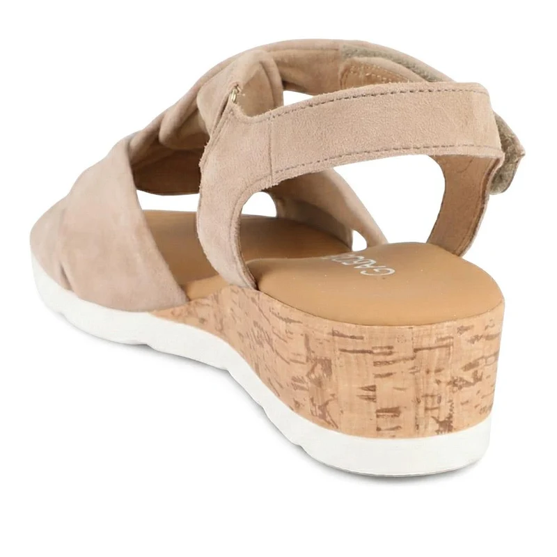 Gabor Kalix Wide Fit Leather Slingback Sandals - GAB43522 / 328 865 - Beige Suede