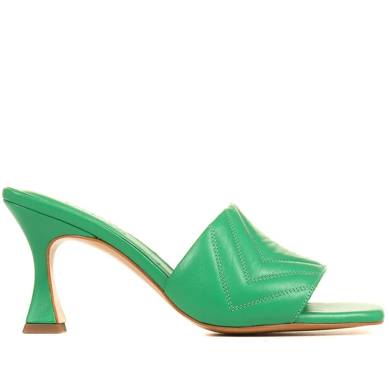 Bianka Quilted Leather Heeled Mules - BIANKA / 322 276 - Green