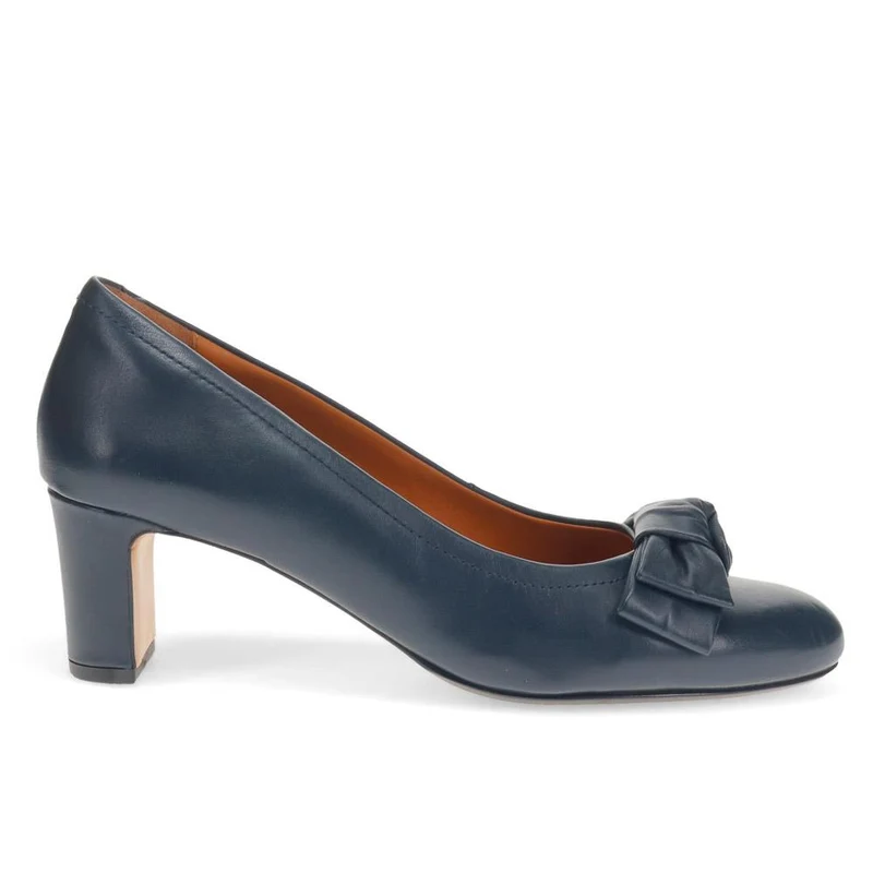 Zelda Bow Detail Court Shoes - ZELDA / 323 596 - Navy Leather