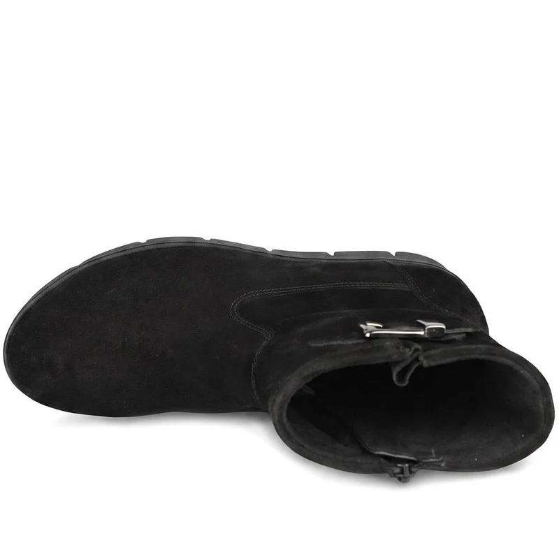 Gabor Wide Fit Leather Wedge Heel Boots - GAB44507 / 330 014 - Black Suede