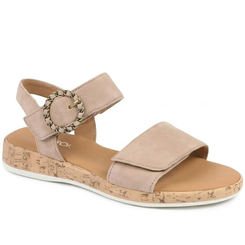 Gabor Opton Wide Fitting Leather Sandals - GAB43524 / 328 866 - Beige Suede