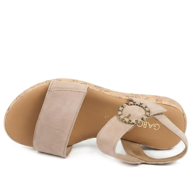 Gabor Opton Wide Fitting Leather Sandals - GAB43524 / 328 866 - Beige Suede